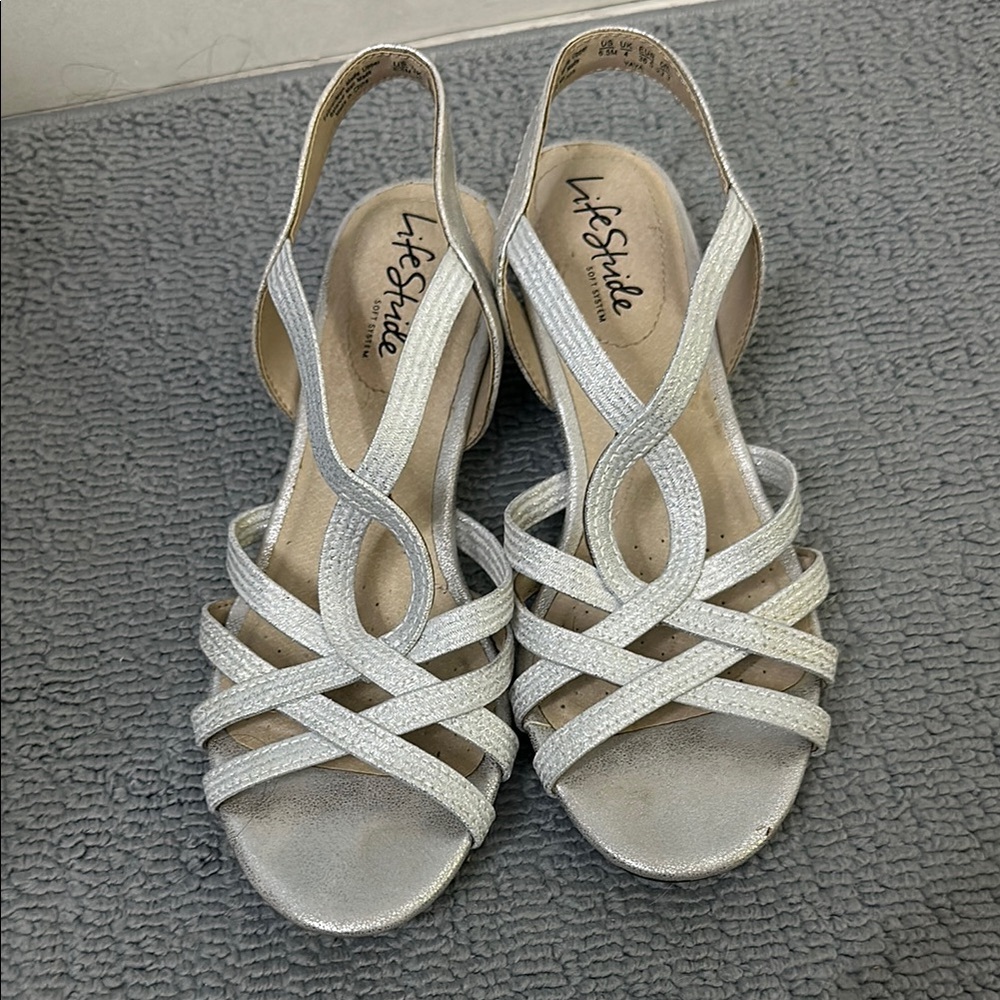 Life Stride Silver Strappy Sandals